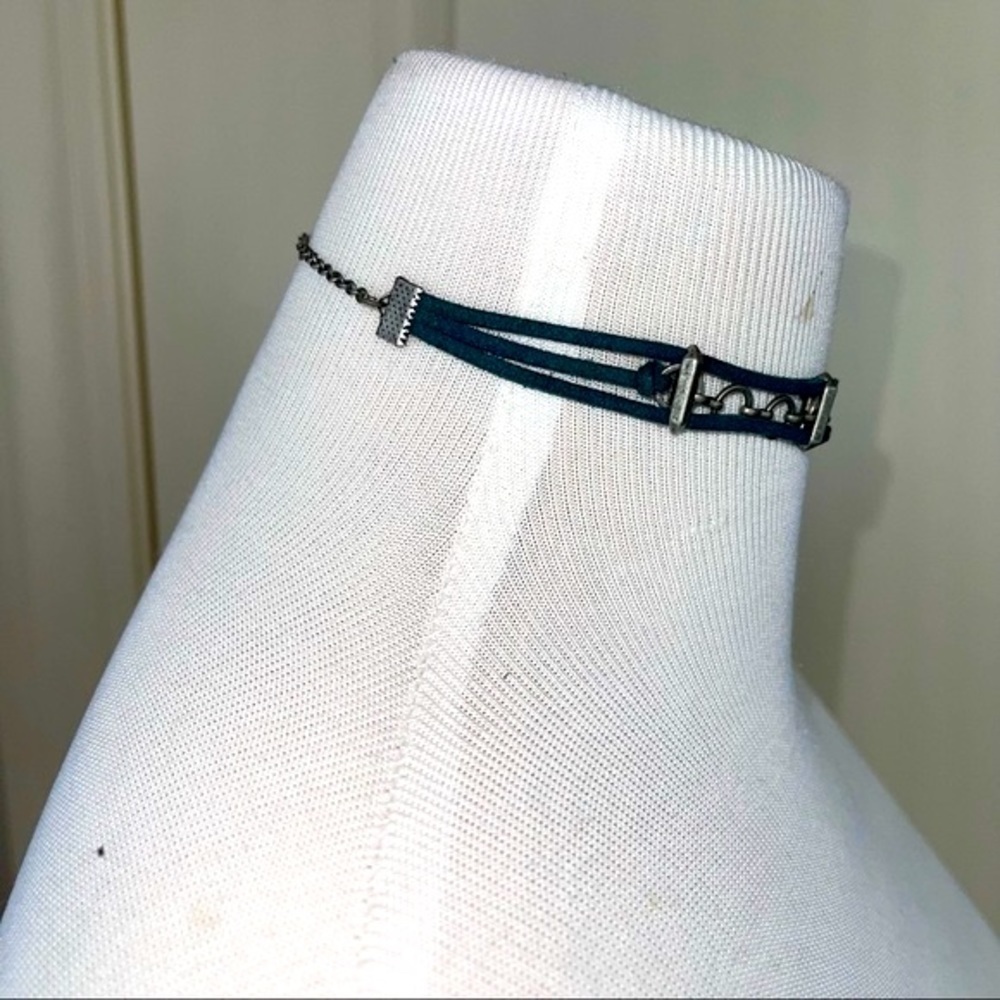 Ettika REVOLVE Teal Suede Leather Choker Pewter Accents - Picture 6 of 10